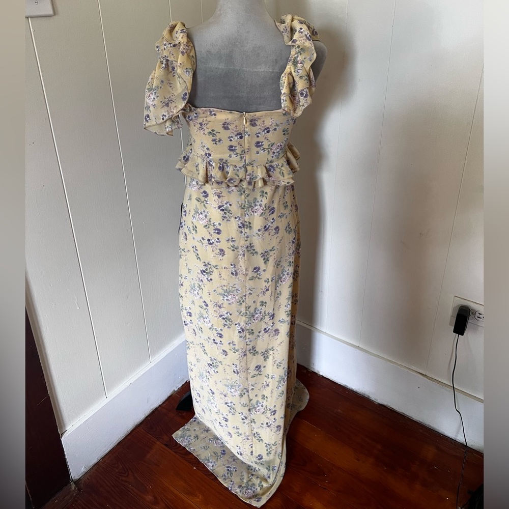 NWT Lush Yellow Floral Dress, farmhouse, bridal, shower, causal or formal, Small - Picture 5 of 13